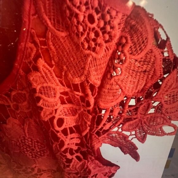 Simply Irresistible coral crochet short sleeve boho blouse - Picture 5 of 7